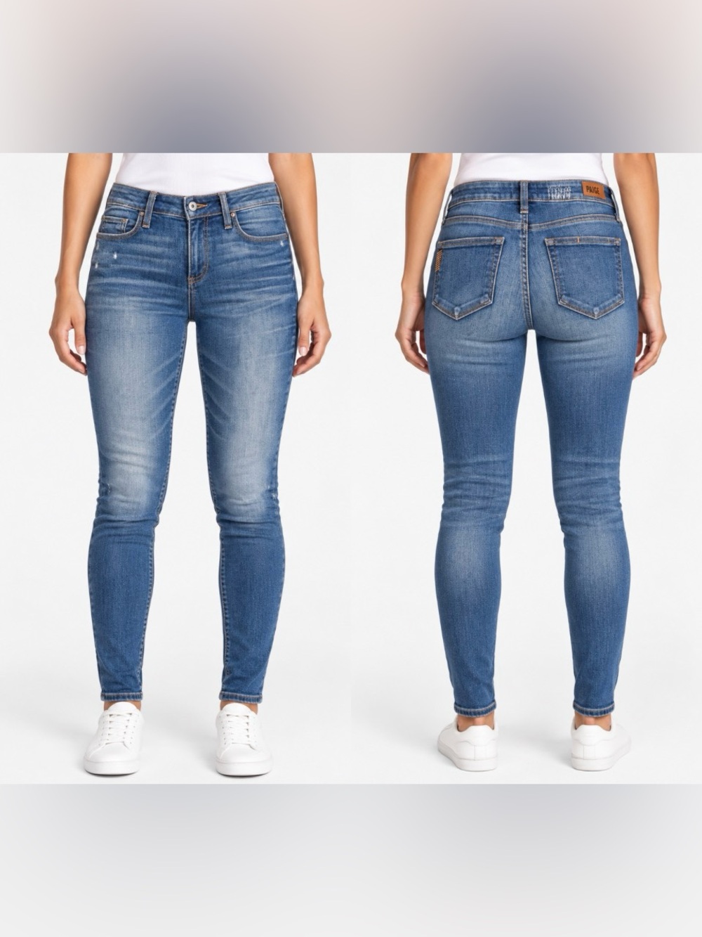 PAIGE Verdugo Ultra Skinny Jeans Distressed Medium Blue Wash Size 29